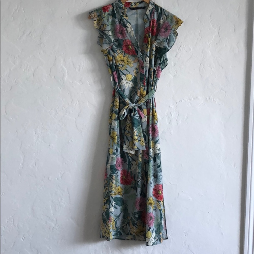 Zara flower wrap dress